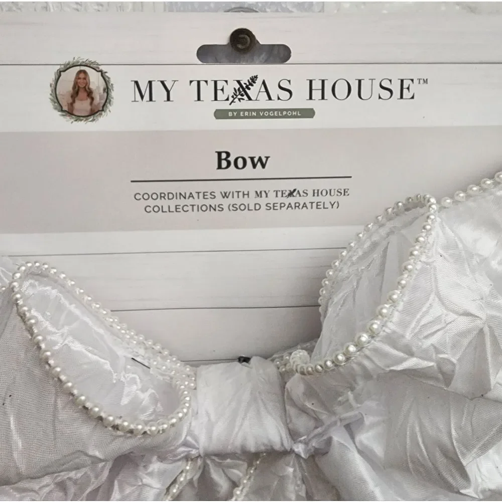 White Crepe Pearl Decorative Bow , 20